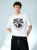 European Style Men's Short Sleeve T-Shirt, Retro Planet OUT OF SYSTEM Print, Casual Round Neck Streetwear Tee_viptrois.com