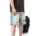 Men's Distressed Denim Shorts - 5-Inch Inseam Relaxed Fit Casual Cutoff Jeans Shorts For Men, Streetwear Summer Style_viptrois.com