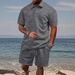 Men's Clothing Summer New Jacquard Short Sleeved Shorts Suit Men's Leisure Sports Lapel Polo Suit_viptrois.com