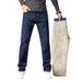 Winter Quality Lamb Wool Thermal Jeans Men's Fleece Thickened Straight Jeans Men's Fat Plus Size Pants_viptrois.com