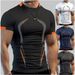 Men's T Shirt Fitness Training Breathable Short Sleeved European Size Quick Drying Clothing Sports Fashion T Shirt Factory Delivery_viptrois.com