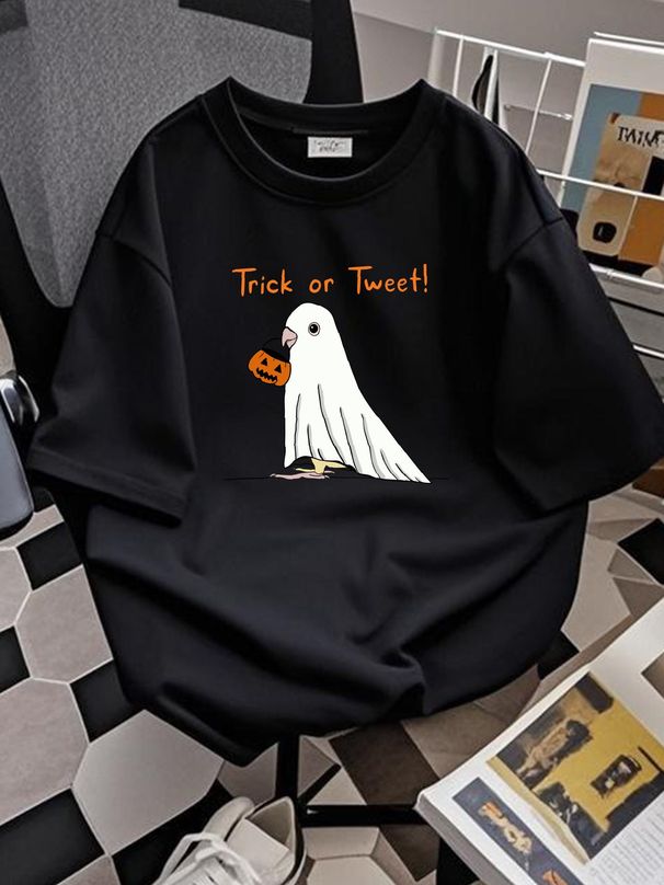 Trick Or TweeT T Shirt Cockatiel Halloween Bird Mom Unisex Soft Top For Everyday Wear Stretched Stylish Designer Clothes Fashion Slightly Casual_viptrois.com