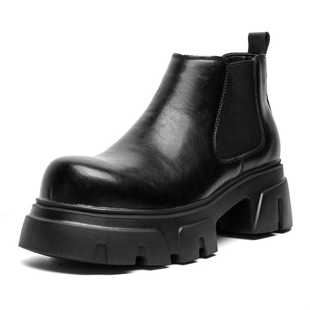 Sleeve Feet Lazy One Pedal Short Boots Locomotive Style Men's Boots Thick Sole Heightening Martin Boots_viptrois.com