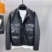 Men's Clothing Casual Leather Jacket Stand Collar Pu Quilted Leather Jacket Workwear Loose Men's Cotton Jacket_viptrois.com