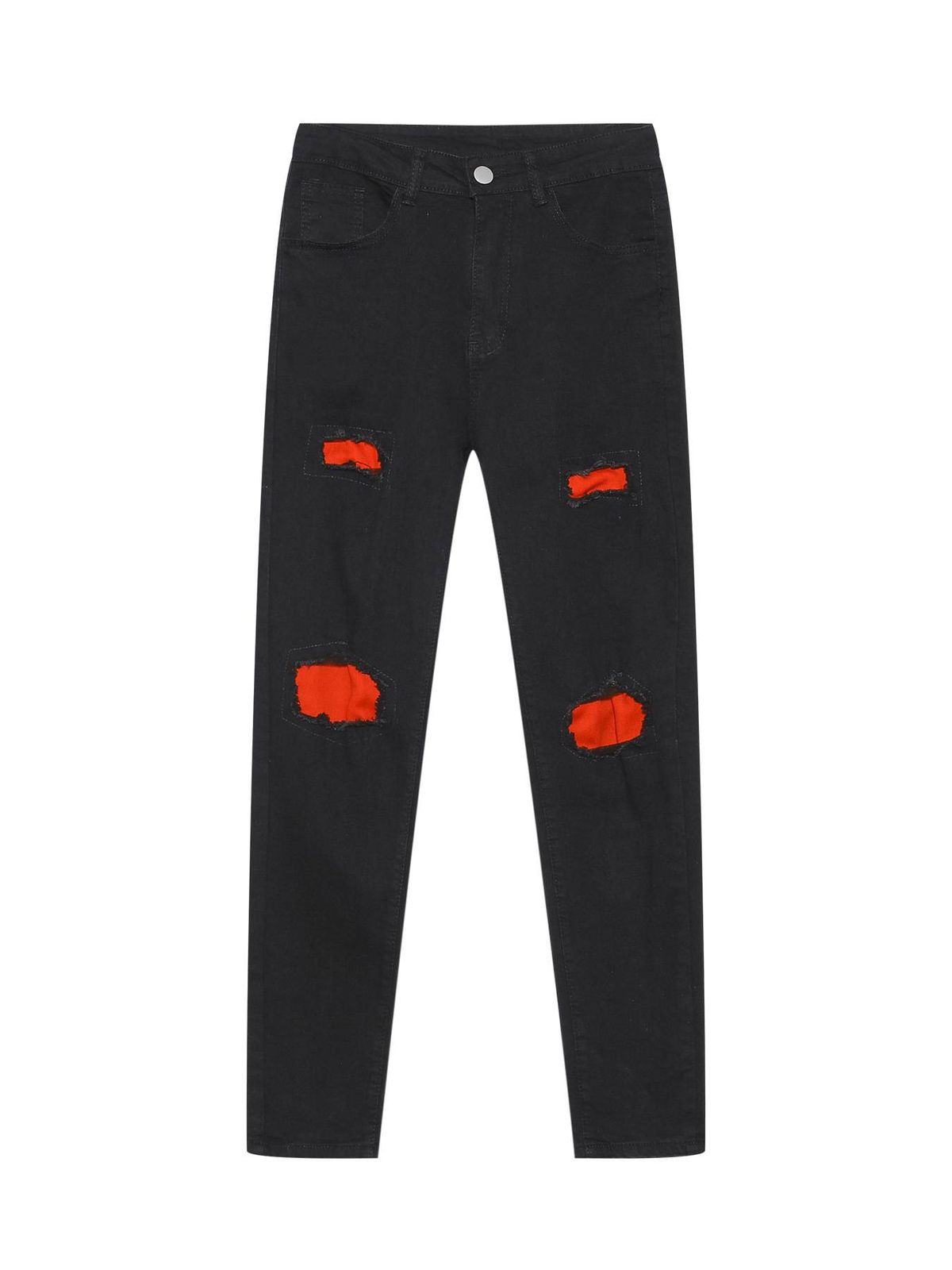 Men's Clothing Jeans Casual Slim Ripped Patch Elastic Wear Resistant Pants_viptrois.com