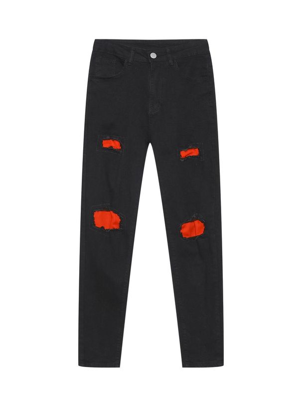 Men's Clothing Jeans Casual Slim Ripped Patch Elastic Wear Resistant Pants_viptrois.com