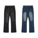Men's Clothing Ice Blue 517vibe Lightning Burst Blue Cleanfit Jeans Heavy Washed Flared Pants_viptrois.com