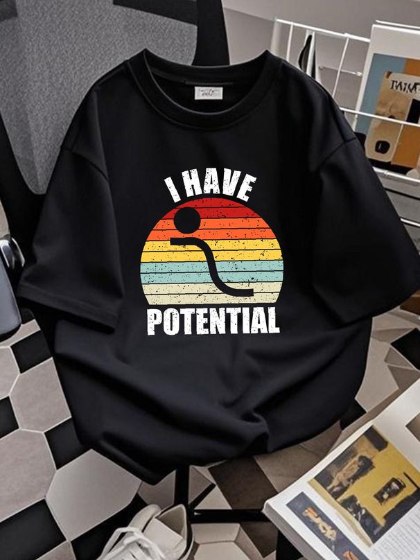 I Have Potential Energy Funny Physics Teacher Vintage Retro Men's Cotton T-Shirt Stylish Summer Stretched Top For Everyday Wear Fashion_viptrois.com