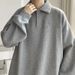 "Men's Heavyweight Solid Color Hooded Sweatshirt - Oversized Casual Pullover For Autumn & Winter, Grey & Black Options"_viptrois.com