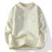 Men's Crew Neck Pullover Long Sleeve Ripped Sweater Trendy Men's Casual Warm Knitted Sweater_viptrois.com