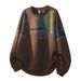 Men's Casual Korean Style Printed Round Neck Sweatshirt - Trendy Graphic Long Sleeve Pullover (M-4XL, White/Black/Deep Brown/Beige)_viptrois.com
