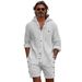 Men's Casual Hooded Shirt & Shorts Set - Lightweight Cotton Blend, Breathable & Comfortable, Streetwear Outfit For Gym, Beach, Travel_viptrois.com