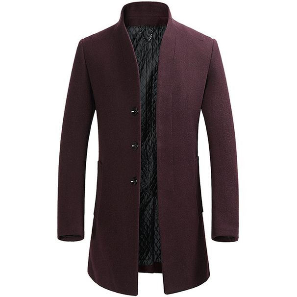 Men's Woolen Woolen Coat Men's Stand Collar Mid-Length Woolen Jacket Youth Nizi Windbreaker Slim Fit Top_viptrois.com