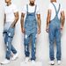 Men's Clothing Fashion Men's Strappy Denim Rompers Ripped Jeans Trousers_viptrois.com