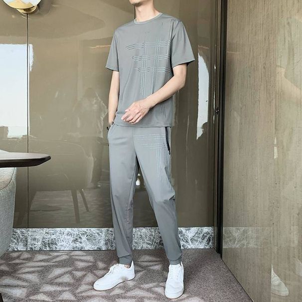 The New Summer Casual Sportswear Set For Men Is A Loose, Large-sized Ice Silk Thin Suit That Is Cool, Quick-drying And Breathable. It's A Trendy Set_viptrois.com
