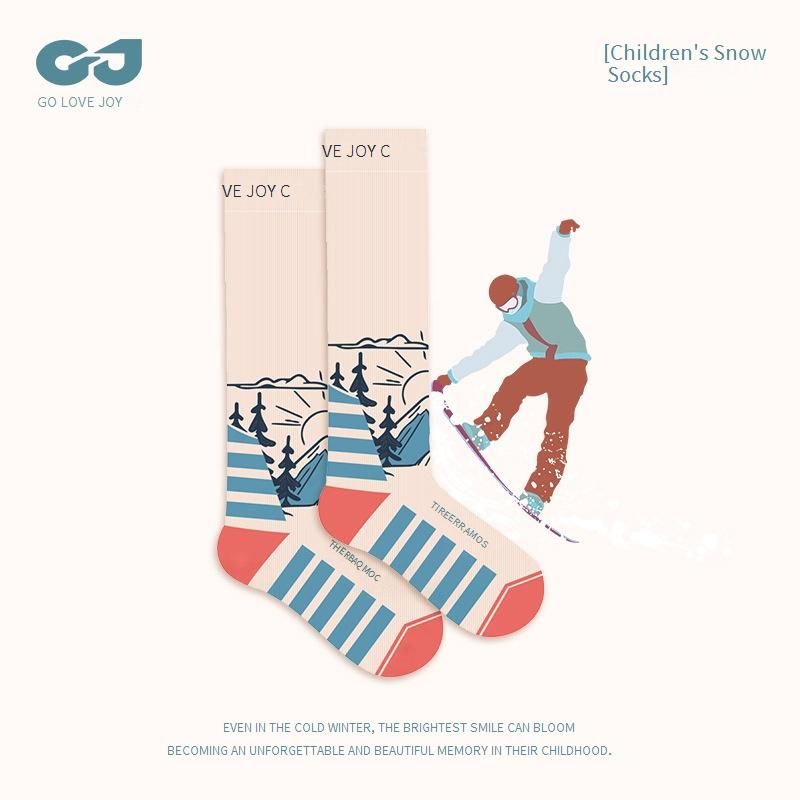 Kids' Winter Ski Socks - Thick Wool Socks For Outdoor Sports, Cycling, Anti-Slip & Warm, Seamless Toe Design, Unisex (DRWZ08)_viptrois.com