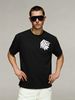 Trendy Typography Style Oversized Offset Letter Logo Printed T-Shirt Men's Trendy Short Sleeve Top_viptrois.com