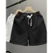 Men's Geometric Diamond Pattern Breathable White Shorts Casual Drawstring Waist Summer Bottoms_viptrois.com
