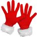 Christmas Short canary and white wool gloves Christmas party ceremonial performance gloves_viptrois.com