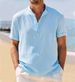 Men's Clothing Summer New Retro Loose Texture Woven Polo Shirt Retro Lapel T Shirt Breathable Short Sleeved Shirt_viptrois.com