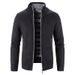 Knitted Cardigan For Men, Long-sleeved Warm Jacquard Casual Stand-up Collar Thick Sweater For Men In Autumn And Winter_viptrois.com