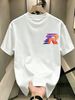 100% Cotton Men Crew Neck Tee Gradient R Letter Print With Small P Accent Short Sleeve Casual Summer Top_viptrois.com