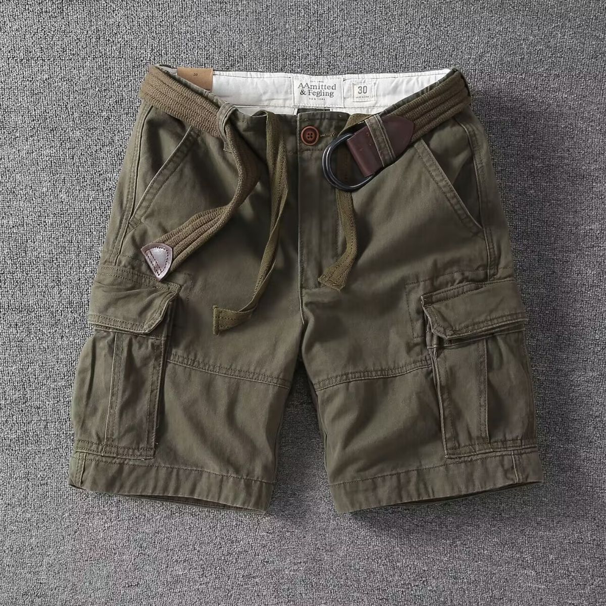 Men's Retro Heavy Wash Cargo Shorts Style Multi Pocket Summer Casual Loose Straight Leg Mid Length Trendy_viptrois.com