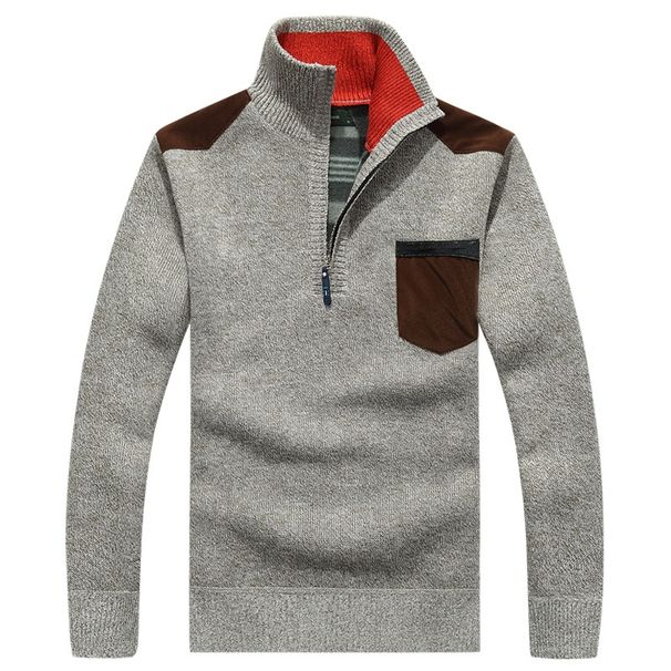 Pure Cross-Border Dropshipping Autumn Winter Fleece-Lined Thickened Men's Youth Pullover Plus Size Stand Collar Half-Zip_viptrois.com