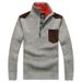 Pure Cross-Border Dropshipping Autumn Winter Fleece-Lined Thickened Men's Youth Pullover Plus Size Stand Collar Half-Zip_viptrois.com