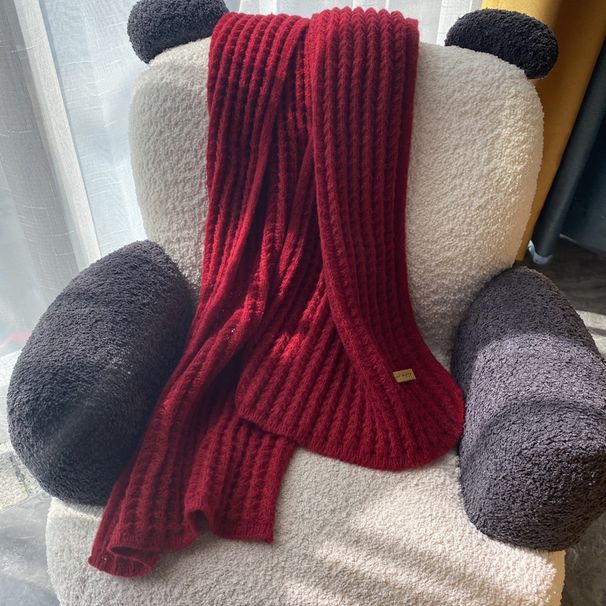 Versatile Korean Style Knitted Red Scarf 2022 New Winter Cute Girl Warm Couple Neck Warmer Student_viptrois.com