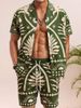 Men's Casual Loose Short Sleeved Shirt Shorts Hawaiian Suit_viptrois.com
