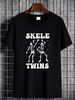 Twins Halloween Matching Skeletwins Funny Dancing Skeletons T-Shirt Slightly Female Women Top Graphic Tees T-Shirt For Women Casual Unisex Print Round Neck Short Sleeve Soft Stretched Stylish Versatile Comfortable Women Top For Everyday Wear_viptrois.com