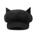 Autumn Winter New Cute Cat Ear Octagonal British Wool Beret Women's Solid Color Trendy Artist Hat_viptrois.com