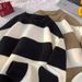 Color Blocked Striped Knitted Sweater For Autumn And Winter Versatile Base Pullover Sweater For Teenagers_viptrois.com