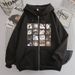 2023 Trend New Sixteen Palace Grid Cat Print Zipper Hoodie Trendy Men's Casual Loose Jacket_viptrois.com