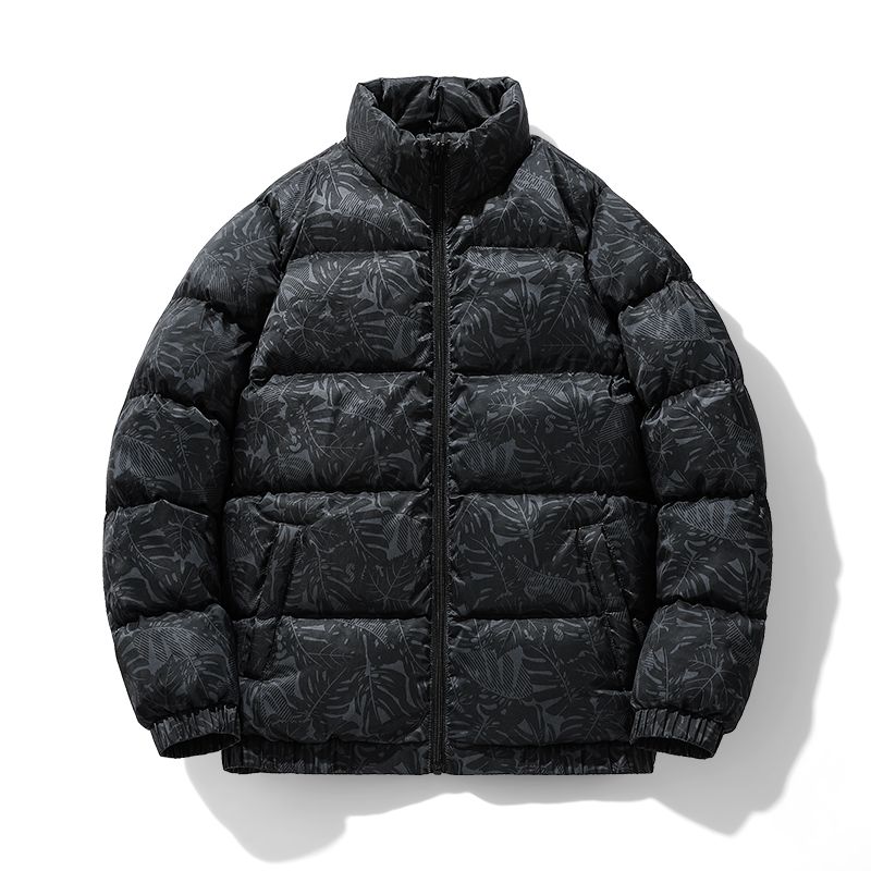 Men's Clothing Thick Loose Camouflage Maple Leaf Trend Outdoor Everything Stand Collar Down Jacket_viptrois.com