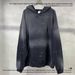 Distressed Gradient Hoodie – Vintage Washed Cotton Pullover With Raw Hem & Patch Pockets, Streetwear Unisex Oversized Fit_viptrois.com