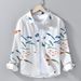 Printed Fresh Long Sleeved Shirt, Fashionable And Versatile, Artistic And Casual Loose Top, Spring And Autumn Men's Shirt_viptrois.com