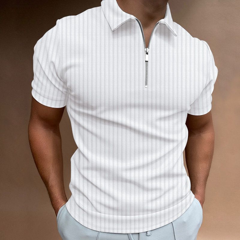 Men's Golf Shirt Quarter Zipper Polo Casual Holiday Lapel Short Sleeve T Shirt Fashion Basic Summer Regular Fit Polo Shirt_viptrois.com