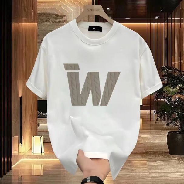 2024 Summer New Cotton Short Sleeve Versatile Fashion Creative Printed T-shirt Men's Trendy Brand Round Neck Top_viptrois.com