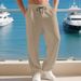 Men's Clothing Men's Casual Pants Solid Color Simple Waffle Jacquard Fabric Drawstring Sports For Formal & Casual_viptrois.com