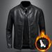 Men's Clothing Leather Jacket Style Casual Versatile Slim Fit Plus Velvet Thickened Large Size Leather Jacket_viptrois.com