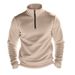 2025 Fashion Outerwear Men's Stand Collar Half Zipper Pure Color Long Sleeve Casual Loose Polar Fleece Sweatshirts_viptrois.com