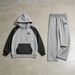Retro Bear Print Hoodie Set – Color-Block Men’s Streetwear With Playful Animal Motif_viptrois.com