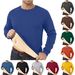2025 European And American New Fashion Autumn And Winter Sweater Men's Velvet Round Neck Solid Color Loose Thermal Underwear Thick Men's Clothing_viptrois.com
