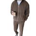Men's Clothing Casual Lapel Zipper Solid Color Jacket And Trousers Two Piece Suit_viptrois.com