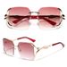 Men's Sunglasses Frameless Sunglasses For Women, High End Square Oversized Metal Leopard Head Anti Ultraviolet Sunglasses_viptrois.com