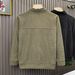 Men's Textured Stand Collar Half-Zip Sweatshirt - Casual Loose Fit Long Sleeve Pullover In Green & Black (M-3xl)_viptrois.com