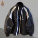 Men's Clothing Contrast Color Stitching Plus Velvet Version Jacket Suit Men Autumn And Winter Double Zipper Niche Design Fashion Trend A Complete Set_viptrois.com