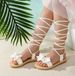 Girls' 2025 New Summer Casual Fashionable Lace-up Princess Shoes - Cute Butterfly Knot Beach Shoes_viptrois.com